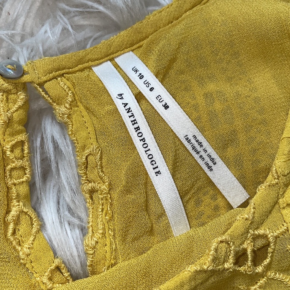 Anthropologie| US 6 yellow lace long sleeve top - Picture 4 of 5